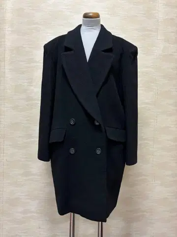 코트 체스터 코트 블랙 더블 테일러드 울 일본제