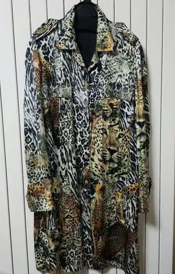 이타리야 레오파드 무늬 실크 긴팔 셔츠 17호