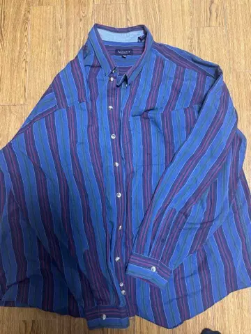 Van Heusen 3XL 긴팔 셔츠 파랑 빨간색 스트라이프