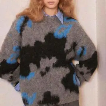 CITEN 그래픽 루즈 니트 스웨터 긴팔 프리 사이즈