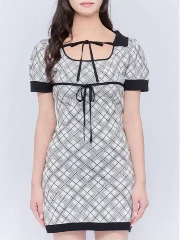 bubbles 원피스 화이트 체크