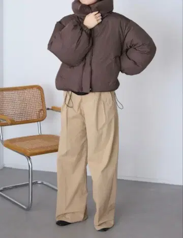 브라운 패딩 자켓 숏 기장