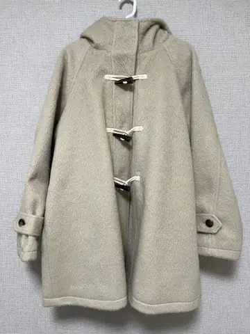 Discoat 샤기 후드 미들 더플 코트