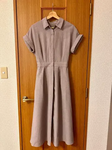 반팔 셔츠 원피스 (베이지)