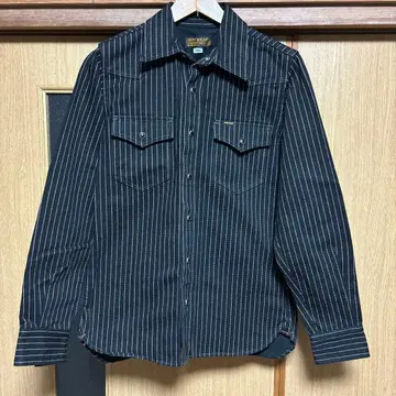 IRON HEART 12oz 데님 워바쉬 웨스턴 셔츠 블랙