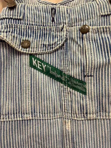 KEY Imperial 스트라이프 오버롤 라이트 블루