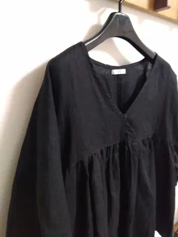 foglinenwork 개더 블라우스 린넨 블랙