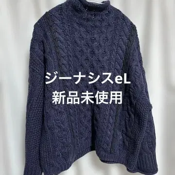 지나시스 eL 네이비 케이블 짜임 니트 스웨터 F 사이즈