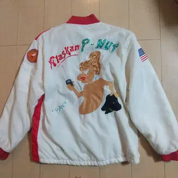 진품! 70S 빈티지 백 자수 레이싱 자켓