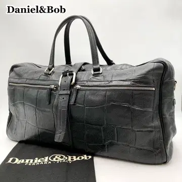 고급! 컨디션 최상 다니엘&밥 보스턴 백 블랙 가죽 악어 엠보싱 대용량
