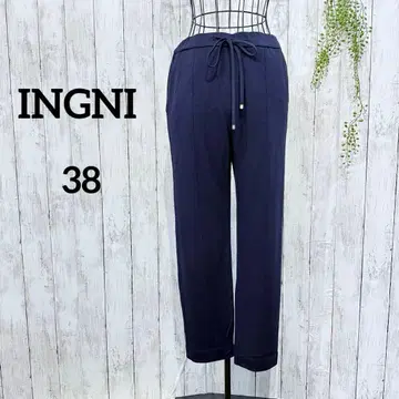 잉그 캐주얼 팬츠 38 네이비 리본 밴딩 라프 릴랙스