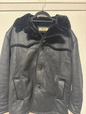 KANSAI JEANS 블랙 가죽 코트 2L