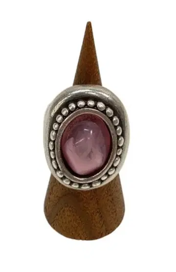 빈티지 핑크 돌 반지 오벌 반지 Otro Accesorio