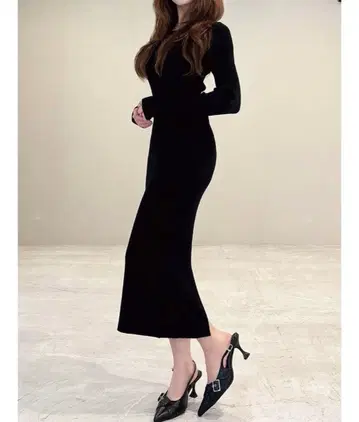 [ 미사용 새상품 ] RESEXXY 리브 니트 원피스 M 사이즈 블랙