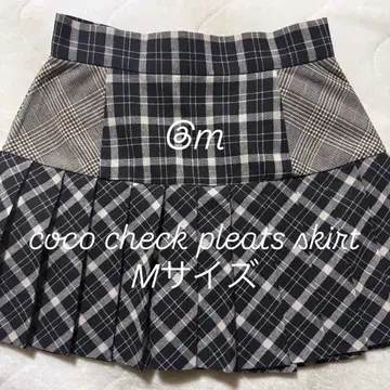 코코 체크 플리츠 스커트 M 사이즈 BLACK