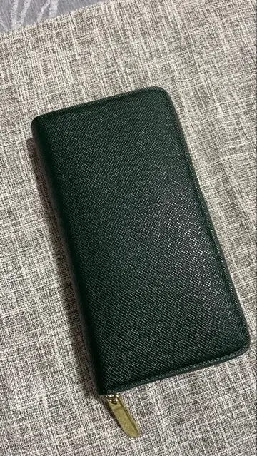 지퍼 장지갑 남성용 짙은 녹색 소가죽