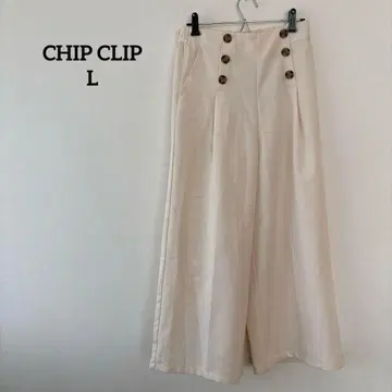 칩 클립 와이드 팬츠 베이지 L 무지 루즈 캐주얼