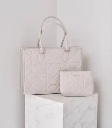 로제 뮤즈 퀼팅 빅 토트백 그레이