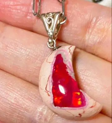 칸델라 진주 초승달 핑크/빨간색 그라데이션 펜던트 탑 갤럭시