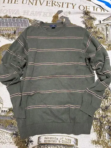 DOCKERS 올리브 그린 스트라이프 니트 스웨터 LT/GL