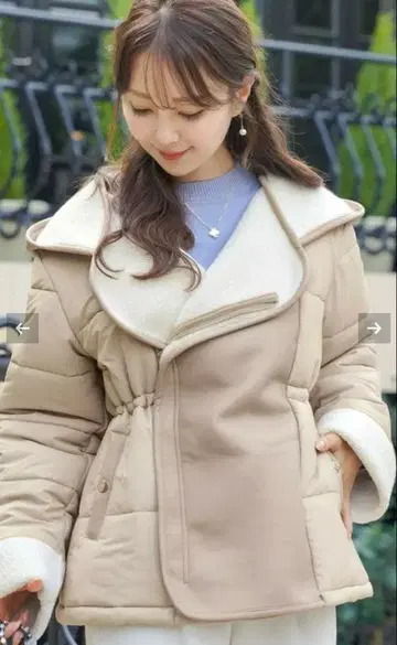 vaniller 후드 부착 아우터 밀크 베이지