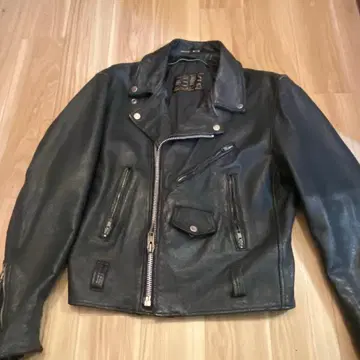 빈티지 천연 가죽 라이더 자켓 블랙 36 상당