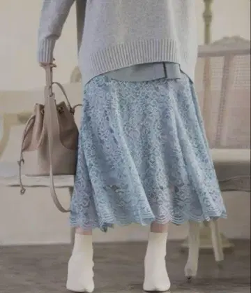 안데뮤 레이스 머메이드 스커트 라이트 블루