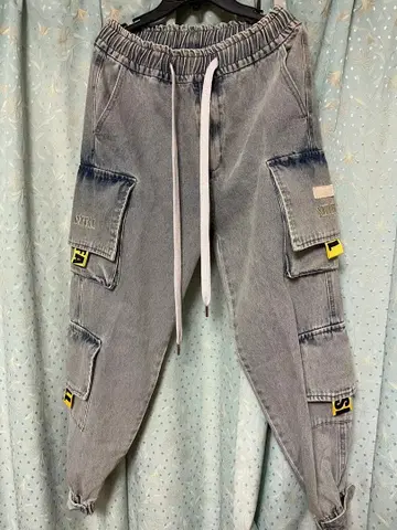 RE730 로고 그레이 카고 팬츠