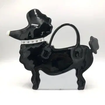 패러디 견형 핸드백 에나멜 블랙 화이트 푸들 애니멀 동물