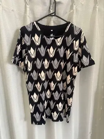 Kurofune XL 사이즈 기하학 패턴 T셔츠