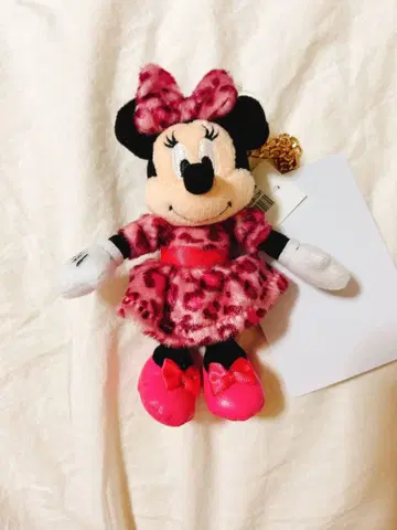 미니 봉제 인형 참 핑크 레오파드 무늬 디즈니 리조트
