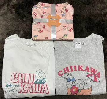 GU 치이카와 (먼작귀) 콜라보 T셔츠 2개 새틴 원단 파자마