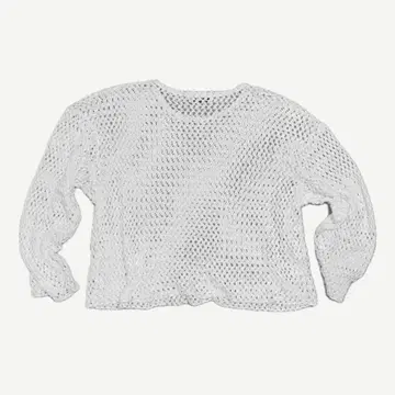 화이트 메쉬 니트 긴팔 스웨터