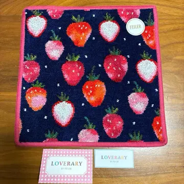 페이러 스트로베리 도트 네이비 x 라이트 와인 손수건