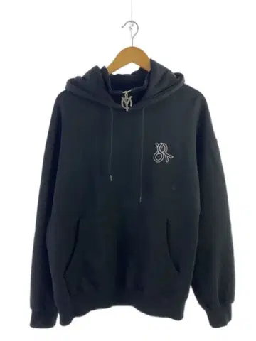 [ 메탈 참 레어 ] OY 자수 로고 풀오버 하프 지퍼 후드티 블랙