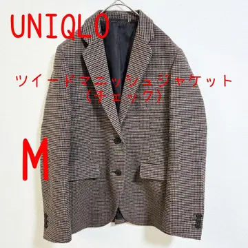 유니클로 트위드 매니시 자켓 체크 브라운 M