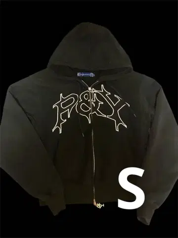 punkandyo 지퍼 후드티 S 초기 블랙
