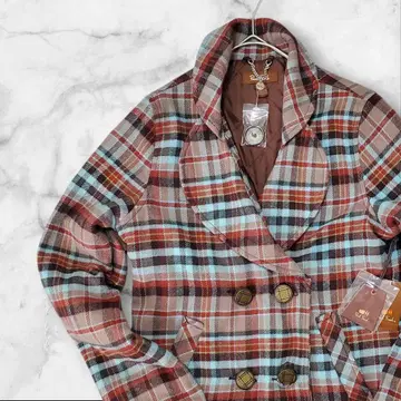 택 포함 새상품 Paul Frank S 더블 자켓 코트 체크 무늬