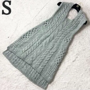 19 마메쿠로구치 모헤어 멀티 패턴 케이블 니트 베스트 그레이 S