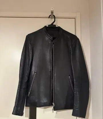 블랙 가죽 싱글 라이더 자켓