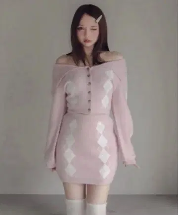 andmary Dona argyle knit set up