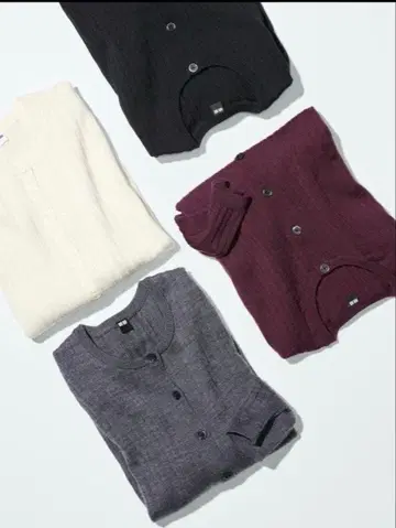 UNIQLO 메리노 리브 크루넥 숏 가디건 와인 M wine