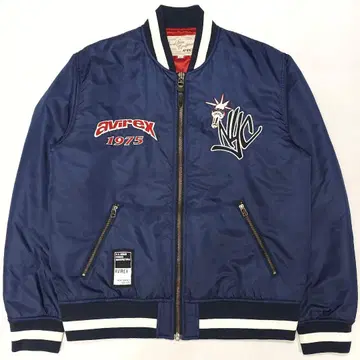 AVIREX 나일론 바시티 자켓 어워드 자켓 성조기 네이비 아메카지