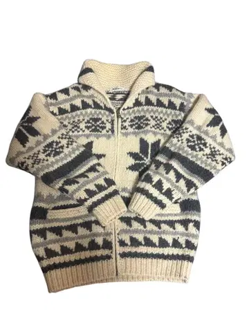 아이보리 다크 그레이 니트 스웨터 지퍼 니트