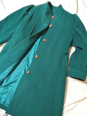 [ Milbien Elegance ] 쇼와 레트로 그린 롱 코트