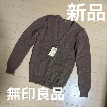 무인양품 알파카 100% 브라운 V넥 가디건 M 사이즈