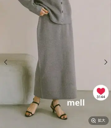 GLOBAL WORK 맨투맨 라이크 니트 내로우 스커트