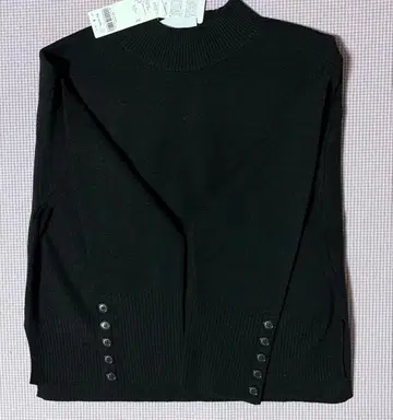 [ 미사용 ] 글로벌 워크 멜티 니트 소매 버튼 스탠드 블랙