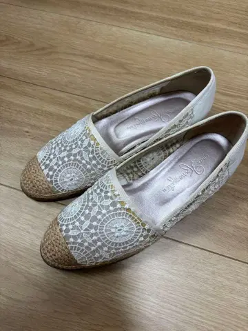 긴자 카네마츠 레이스 플랫 펌프스 22.5 에스파드리유 화이트