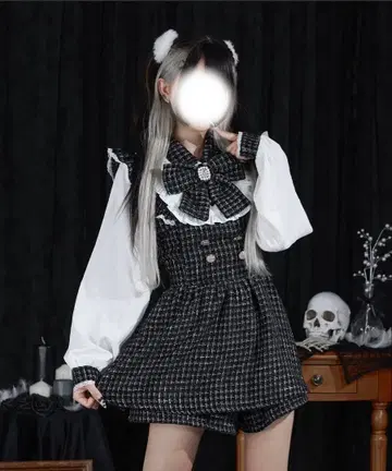 Palelfy 파르엘피 에이프런 리본 콤비네존 셋업